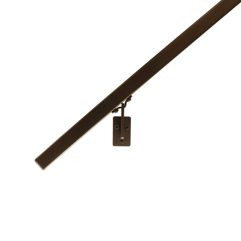 Modern Aluminum Handrail Grab Bar Kit, Adjustable Steel Brackets, Returns to Wall, Powder Coat, 16' W, Bronze