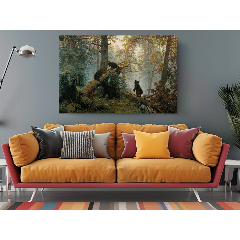 " Morning In A Pine Forest Reproduction Color Splash Canvas Print Wall Art Painting Art Decor Wall ", 16" H x 24" W x 1" D