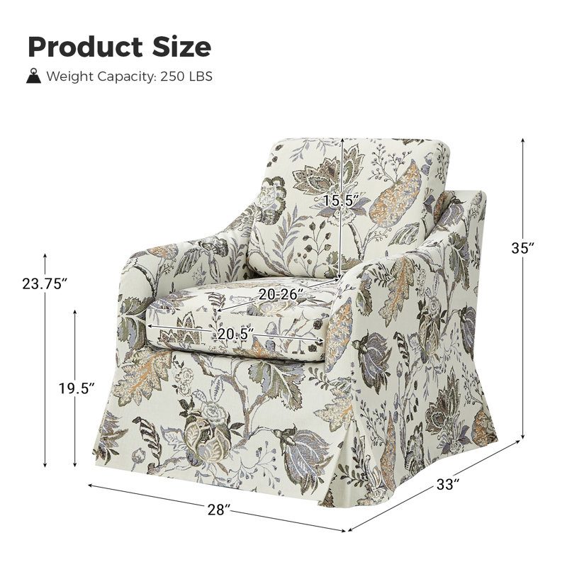 Fauteuil pivotant rembourré Asman Farmhouse, Mélange de polyester Jeacobean