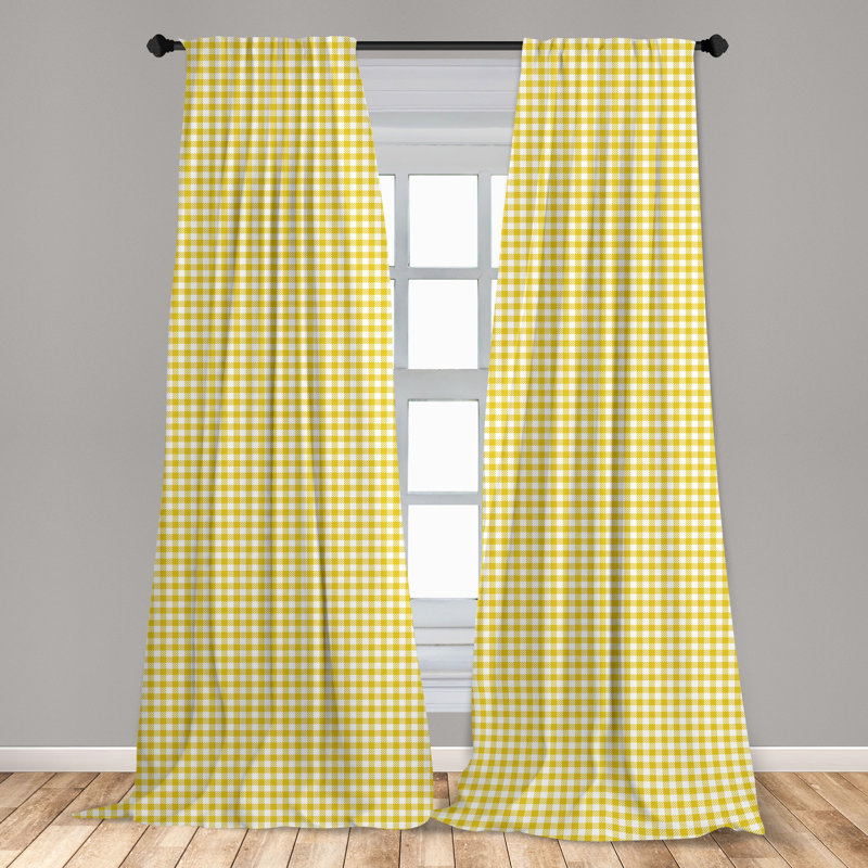 Abstract Semi-Sheer Rod Pocket Sliding Panel, 28" x 95", Yellow