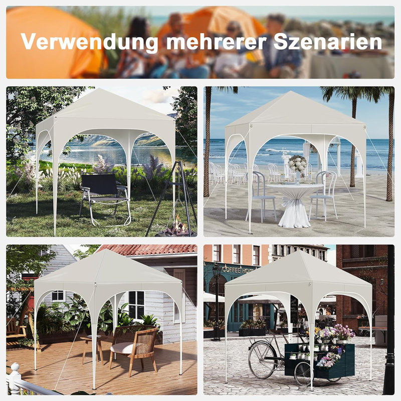Gazebo, folding gazebo 2 x 2m, with 4 side walls, party tent water-repellent UV protection 50+, height-adjustable garden gazebo, with carrying bag, for outdoor garden camping