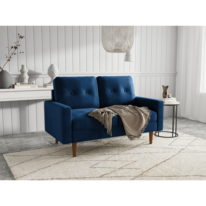 Kwak 58'' Square Arm Loveseat, Space Blue