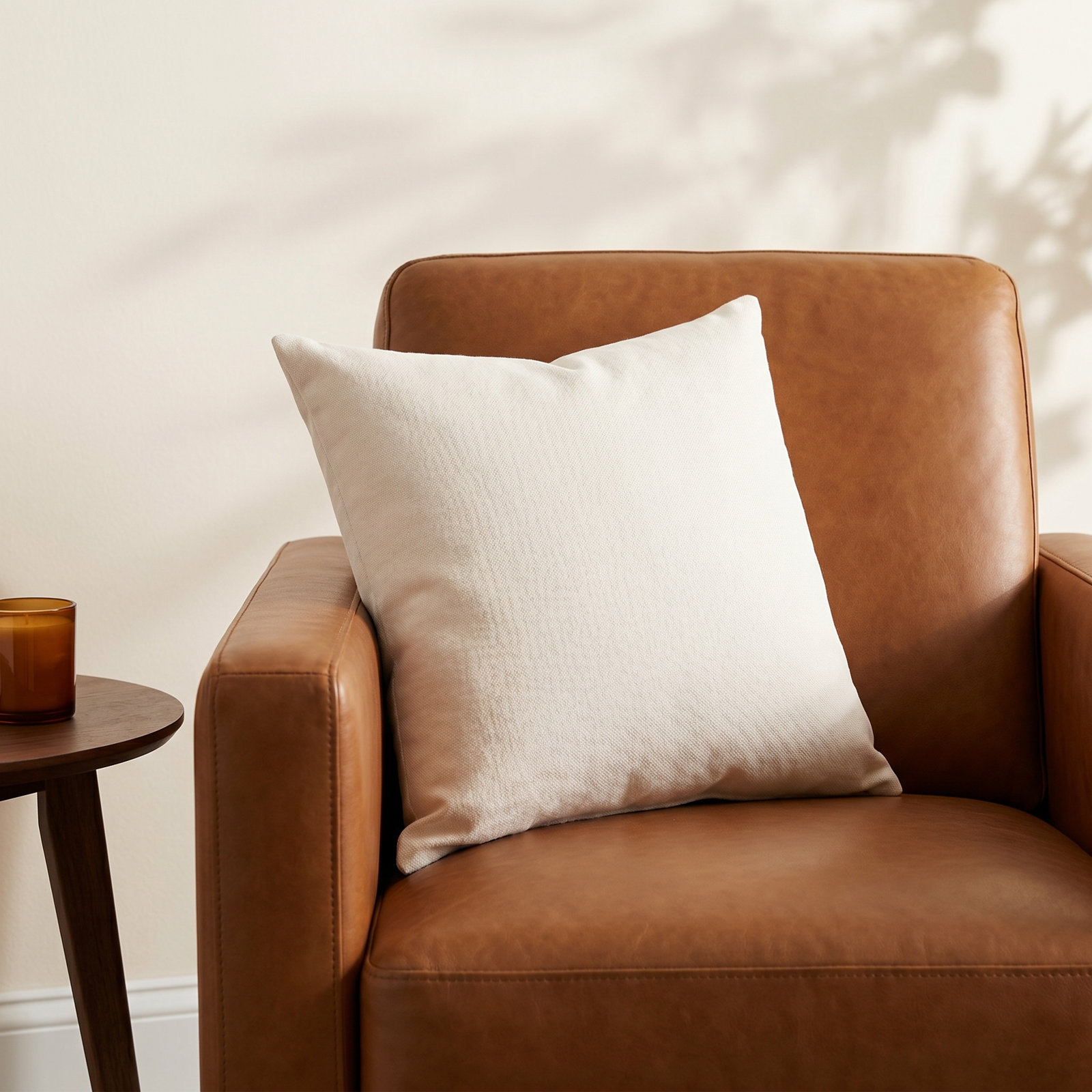 Mandy Cotton Throw Pillow, Ivory
