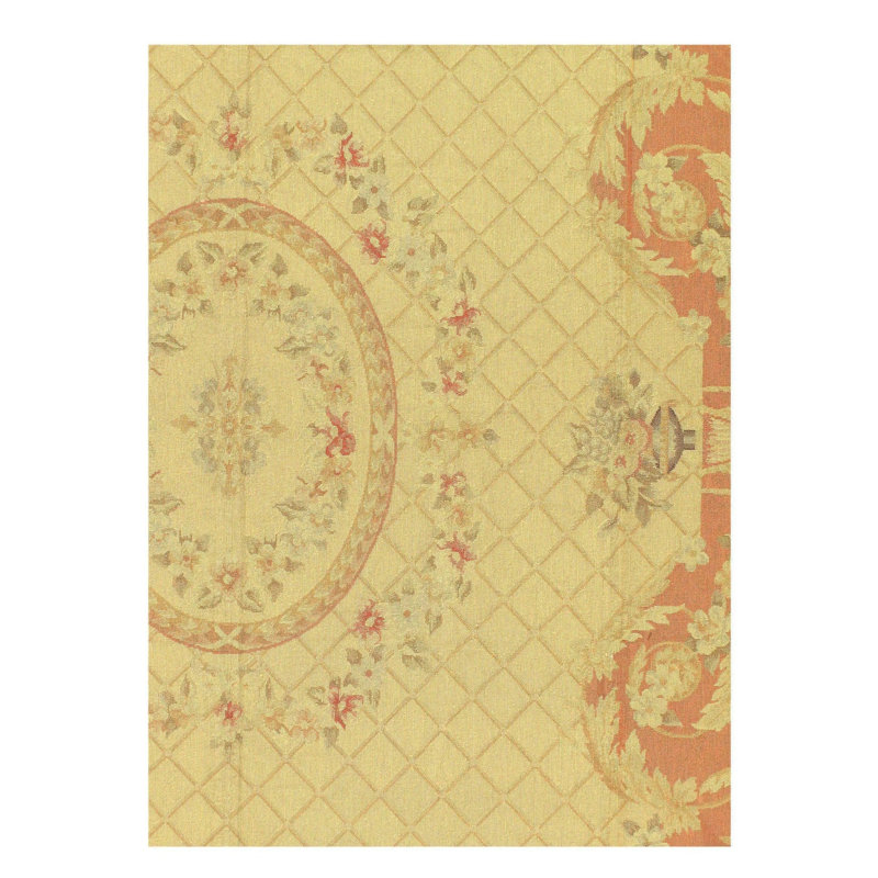 Tapis oriental en laine / coton oriental doré à la main 8 pi 4 po x 11 pi 7 po