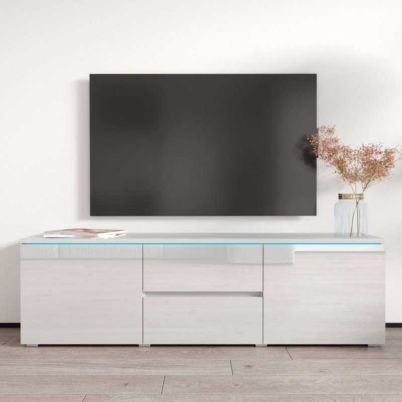 Meuble télé Euphoria, Blanc, 19" H x 63" W x 14" D