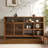 55.12"Brown Solid Wood Elm Cabinet-81925562