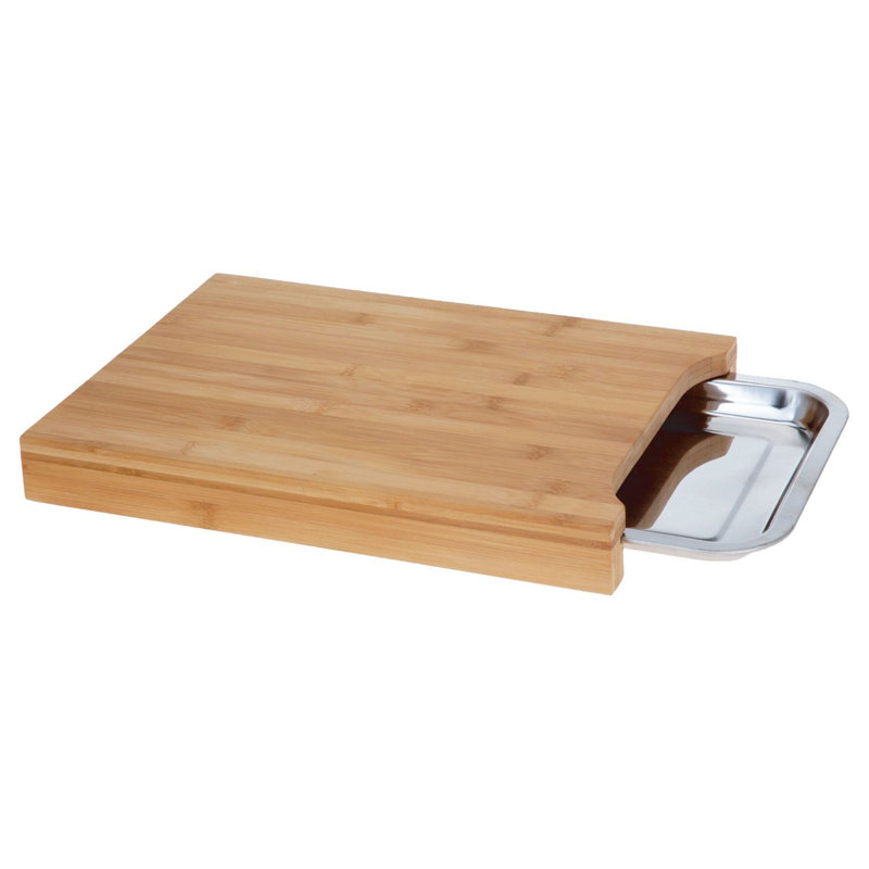 Bamboo Chopping Board With Stainless Steel Tray