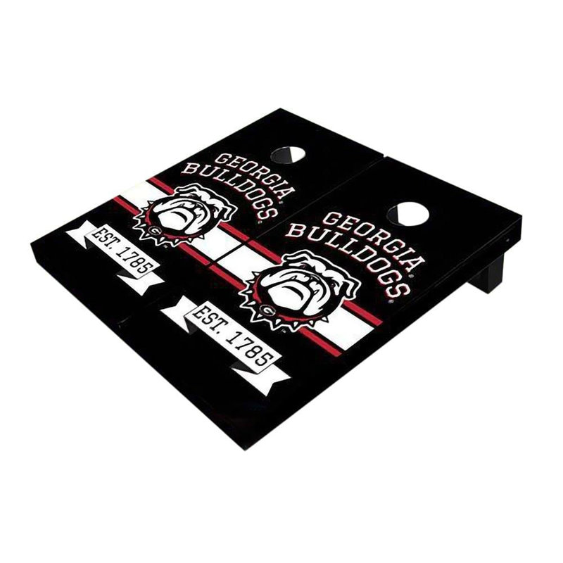 Ensemble de planches de cornhole noir uni 2 pi x 4 pi NCAA University of Georgia Bulldog Mark, 2' x 3'