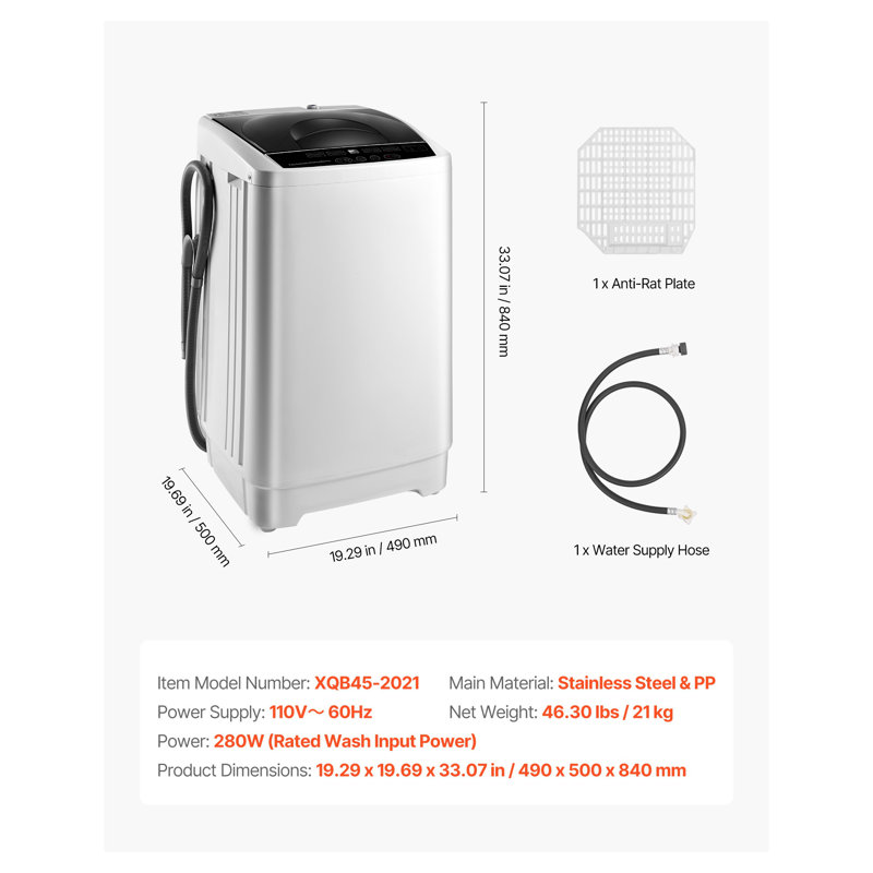 Machine à laver portable de 1,3 pi³ avec tambour en acier inoxydable - Laveuse à chargement par le haut pour appartements, véhicules récréatifs et dortoirs