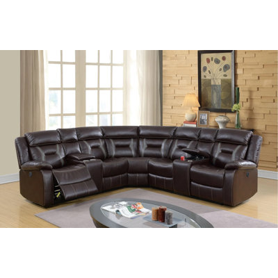 Faux Leather Power Reclining Sectional Symmetrical