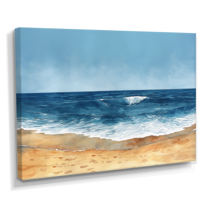 «Blue», Italian Beachside Escape I - Décoration murale plage, H 34 po x l 44 po x P 1,5 po, Toile tendue