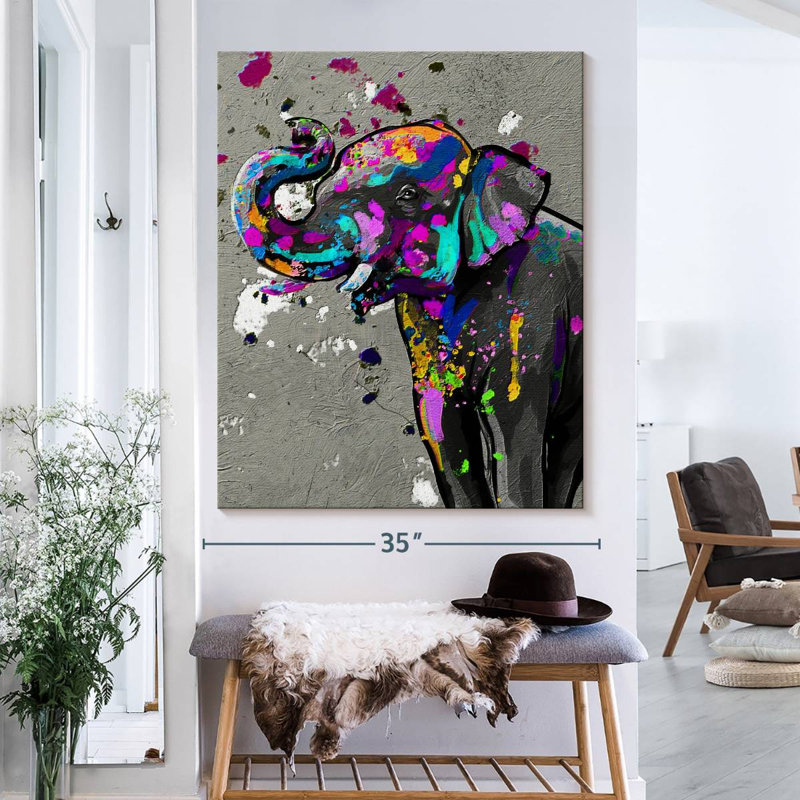 Elephant Abstract Canvas Print, 32" H x 40" W x 1.25" D