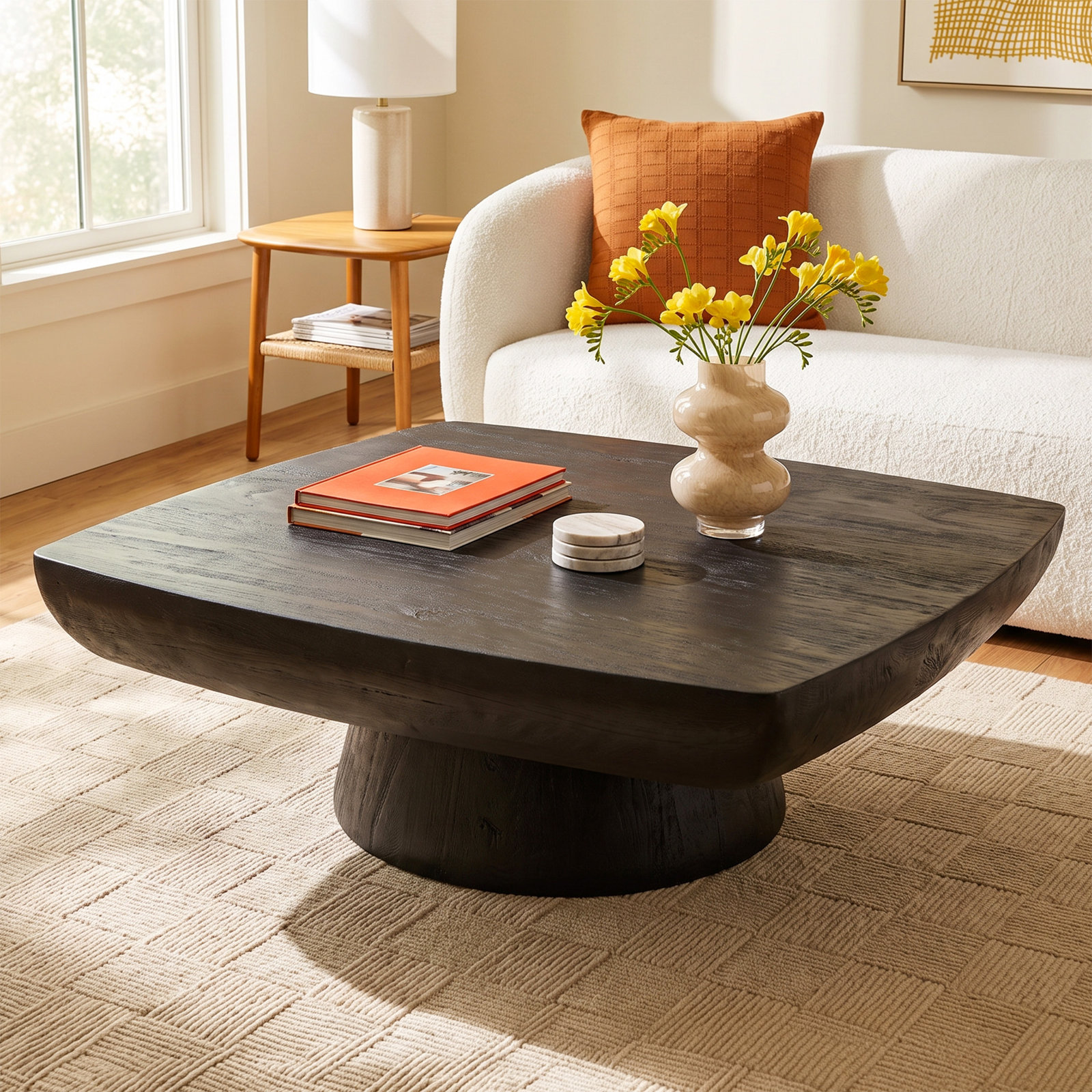 Gerdie Solid Wood Single Coffee Table, Black