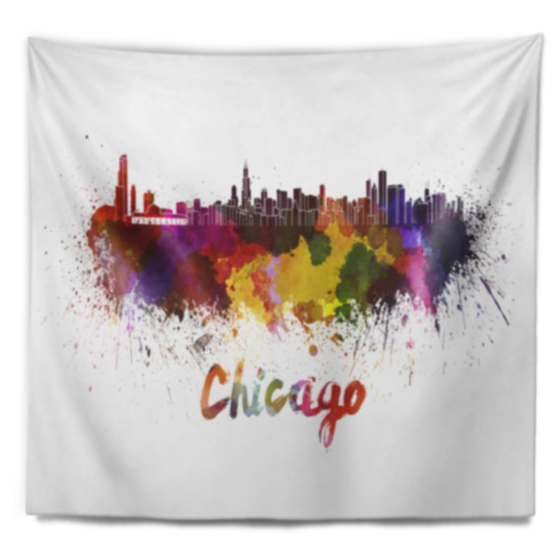 Tapisserie de chicago skyline Cityscape, H 32 po x l 39 po