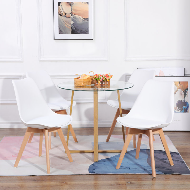 Nero 4 - Person Dining Set, White, Brown