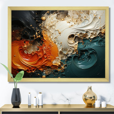 Orange and gold marble lava II - Abstract Painting Canvas Wall Art