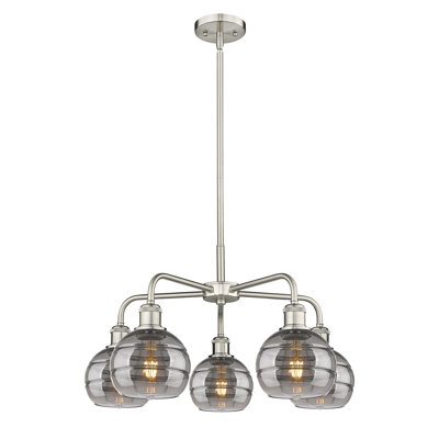 Chartoff 5 - Light Steel Dimmable Round / Oval Chandelier