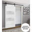 Porte de grange robuste en verre givré 2 lumières | Soie blanche Lucia 4010 | Ensemble de quincaillerie lourde 6,6 pi | Portes intérieures solides-110274768