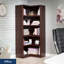 Bibliothèque d'angle à 5 tablettes avec rangement cerise-121168082