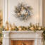 Holiday Front Door Wreath with Golden & Silver Ornaments, Pinecones and Frosted Evergreen Branches