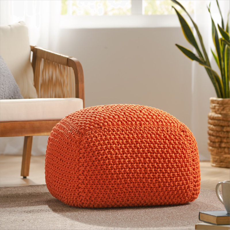 Pouf en coton Hollis, Gris foncé