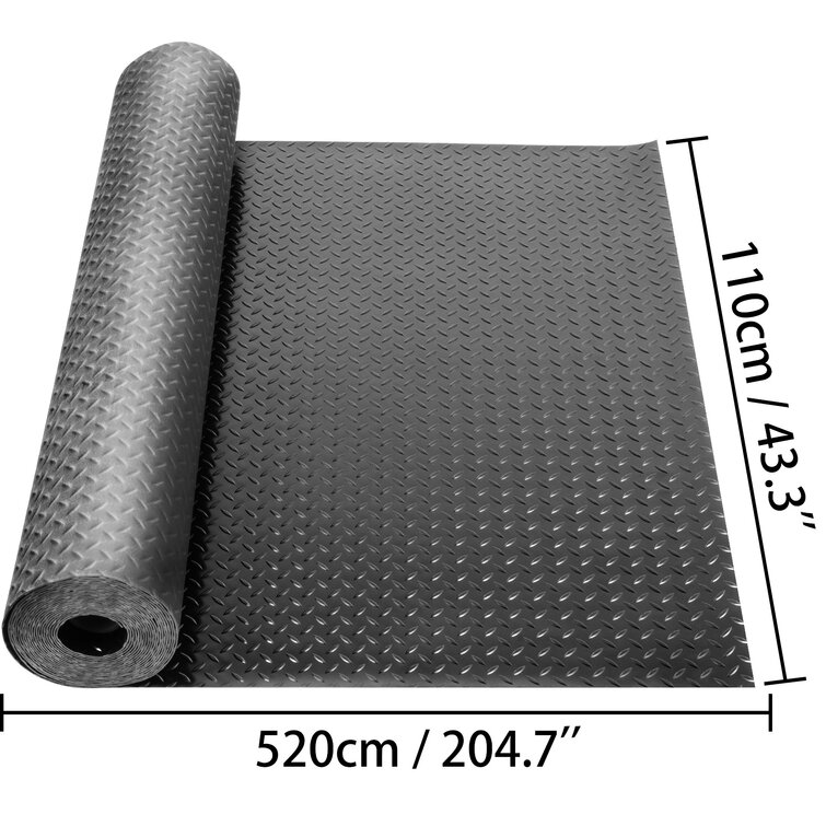 Rubber-Cal Diamond-Grip Resilient Rubber Flooring Rolls - Black 480 x 48 x 0.08 in.