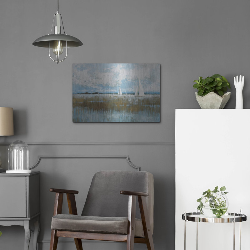 Art mural en métal luxueux «Distant Sails» par Max Maxx, 24 po x 16 po, H 16 po x l 24 po