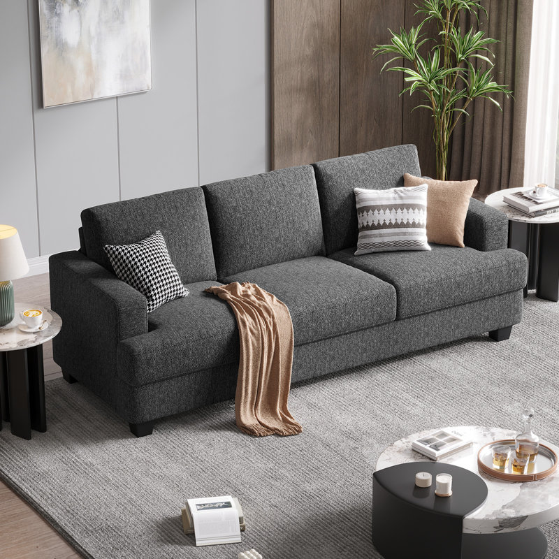 Brooklington Upholstered Sofa, Gray Polyester