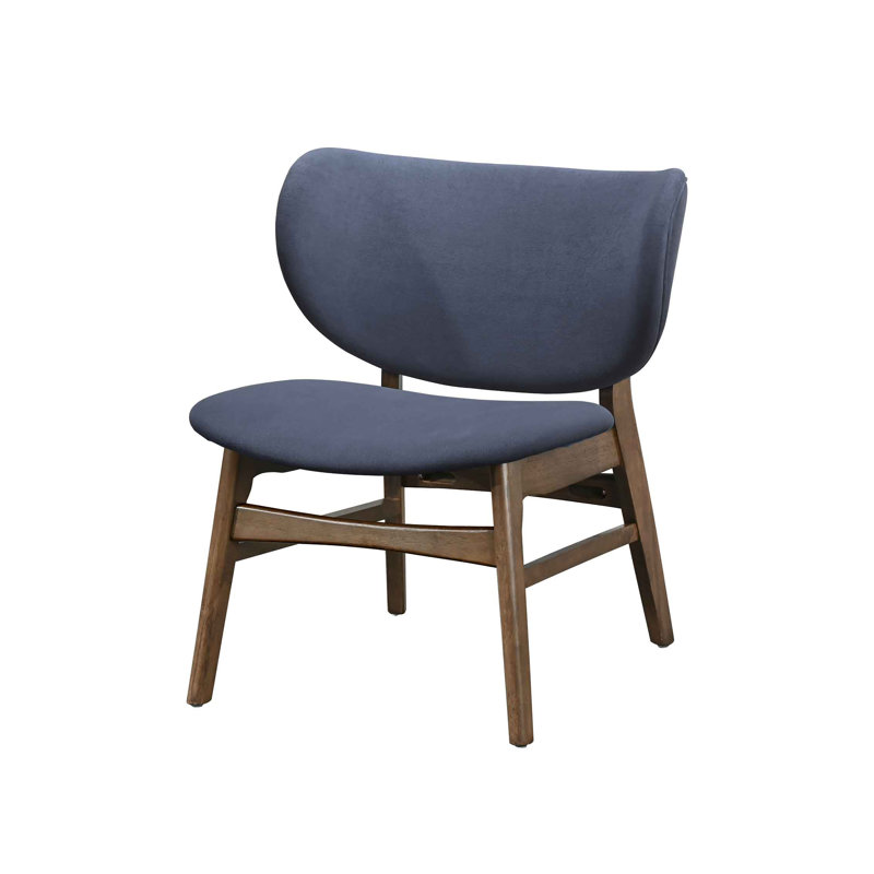Chaise d'appoint rembourrée en bois Lorrisa, Polyester bleu