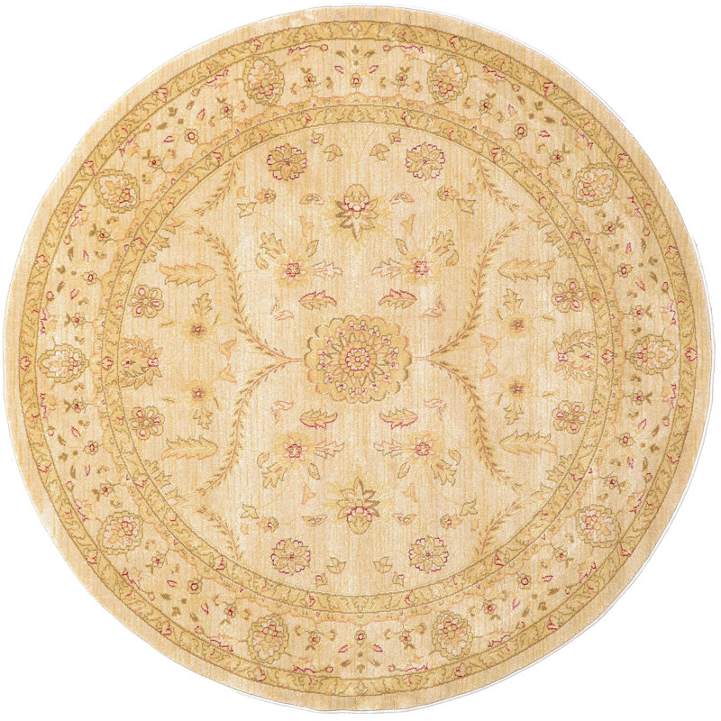 Tapis oriental crème / doré Moore, Rond 6 pi 1 po