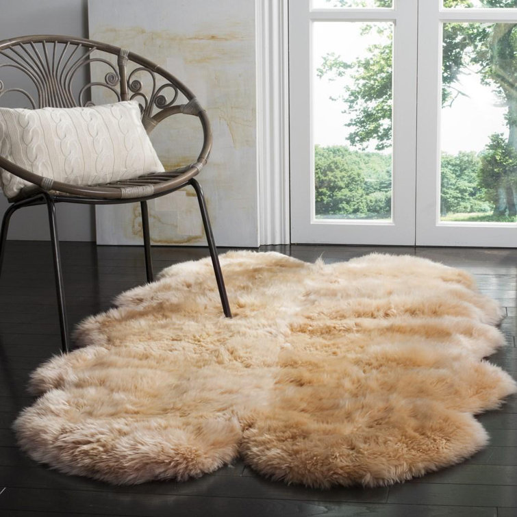 Solid Colour Sheepskin Area Rug