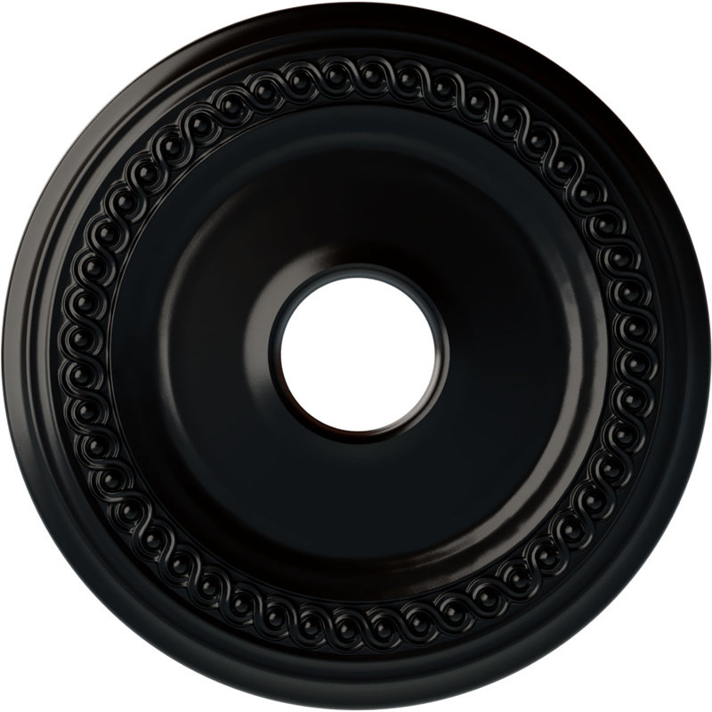 Médaillon de plafond classique H 18 5/8 po x l 18 5/8 po x P 1 1/8 po, Noir de jais