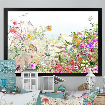 «Modern Red and Green Summer Garden II», reproduction sur toile flottante
