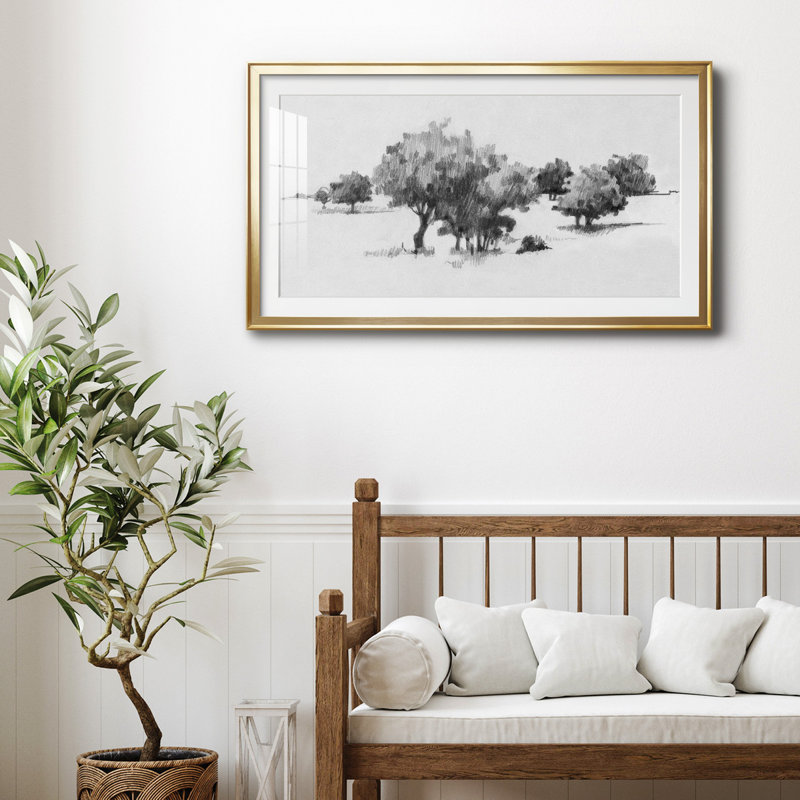Croquis de Treeline II - reproduction encadrée de qualité supérieure - prête à être accrochée, H 22,5 po x l 42,5 po x P 1 po
