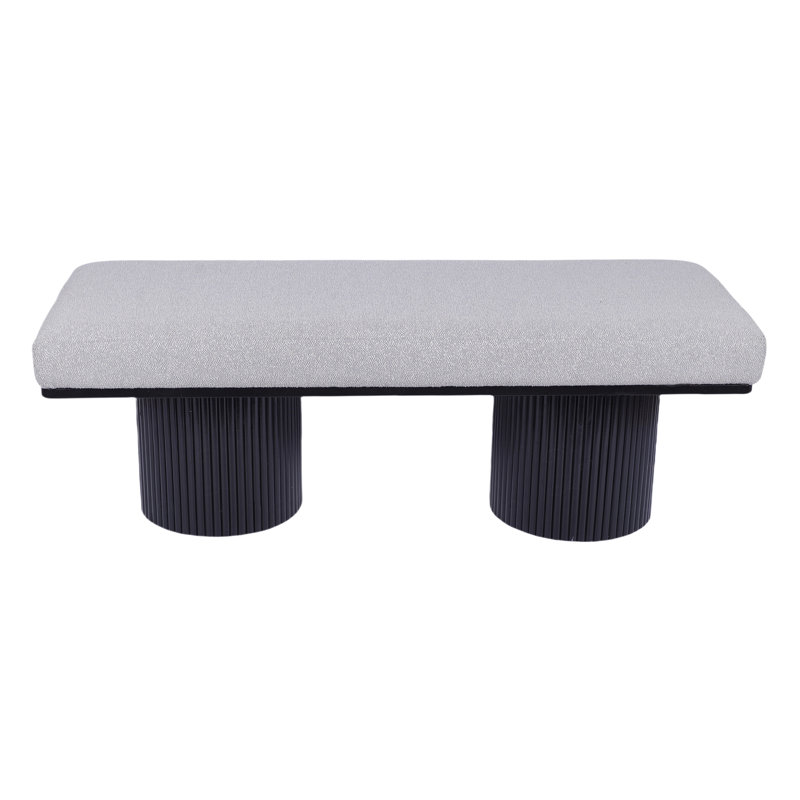 Modern Fabric Contemporary Style Bed-end Bench Boucle Upholstered Bench with Chunky Legs, Black