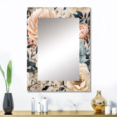 Motif boho pastel de fleurs Boho - grand miroir floral, décor de miroir mural Cottage