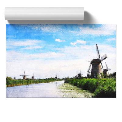 Windmills In Holland - No Frame Print