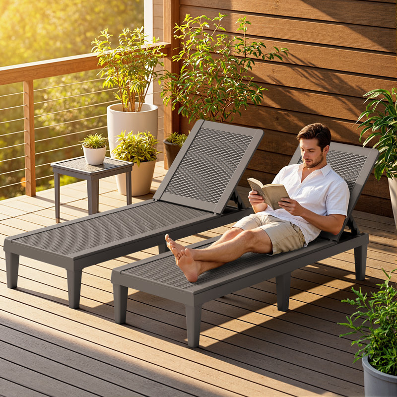 Tellie Outdoor Chaise Lounge, Dark Brown
