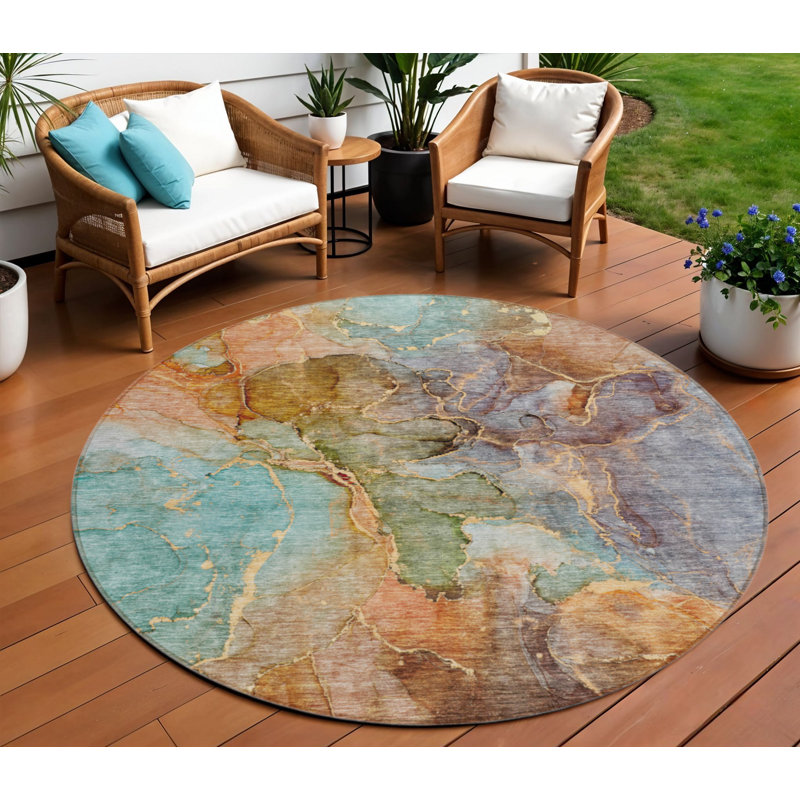 Tapis rond bleu 8 po