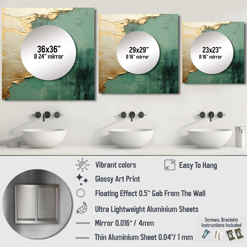 Glorianne - miroir carré abstrait pour décoration murale, 29 po x 29 po