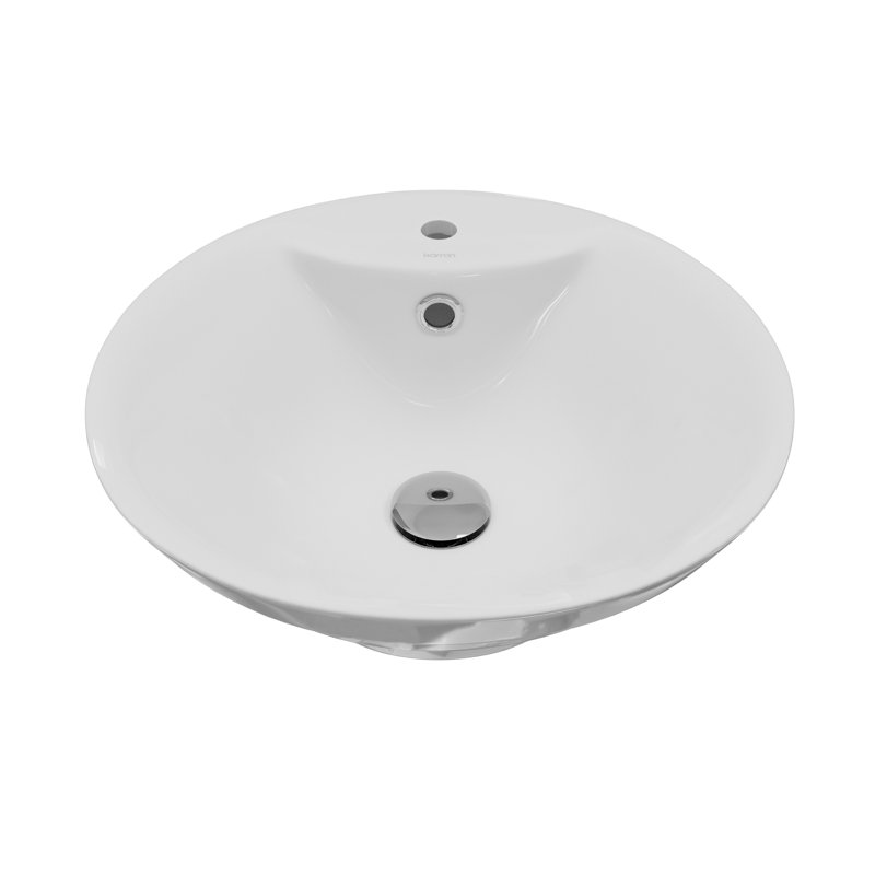 Karran Valera 19 In. Vitreous China Round Vessel Bathroom Sink With Overflow Drain