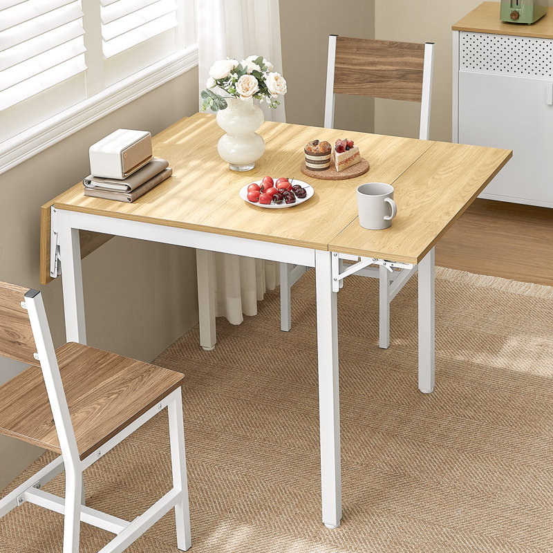 Brimmer Metal Base Dining Table, Natural Oak, White