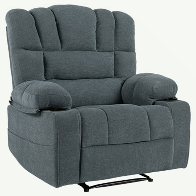Massage Chair Recliner Sofa with Heating and Cup Holder, Blue Chenille