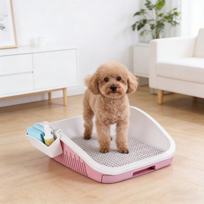 Boîte de toilette pour chien avec tiroir, 16,54 po x 13,39 po x 4,72 po, bleu