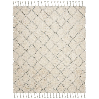 Inelda Hand Knotted Wool/Cotton Geometric Rug in Beige