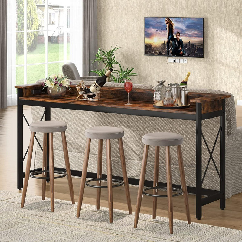 70.9 Inch Long Sofa Console Table With Outlets Charging Station Narrow Entryway Hallway Accent Furniture