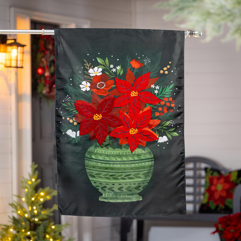 Drapeau de maison floral à motif de poinsettias