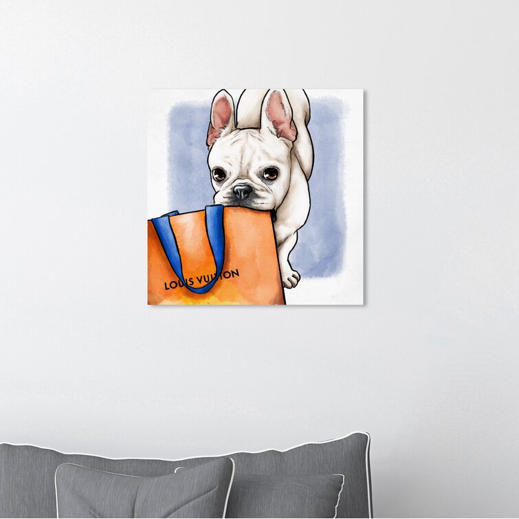 Brown Shoulder Bag With Cream Frenchie - Canvas Art