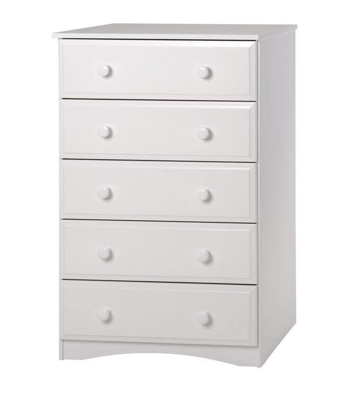 Commode 5 tiroirs Alayna, Blanc