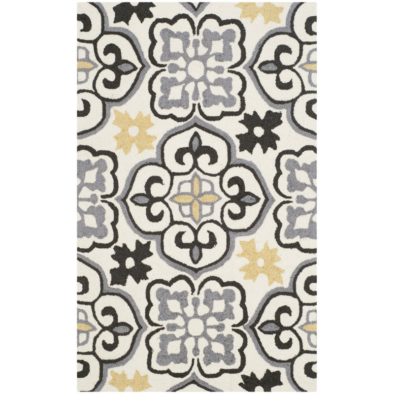Dilpreet Hand Hooked Performance Geometric Rug, Rectangle 5' x 8'
